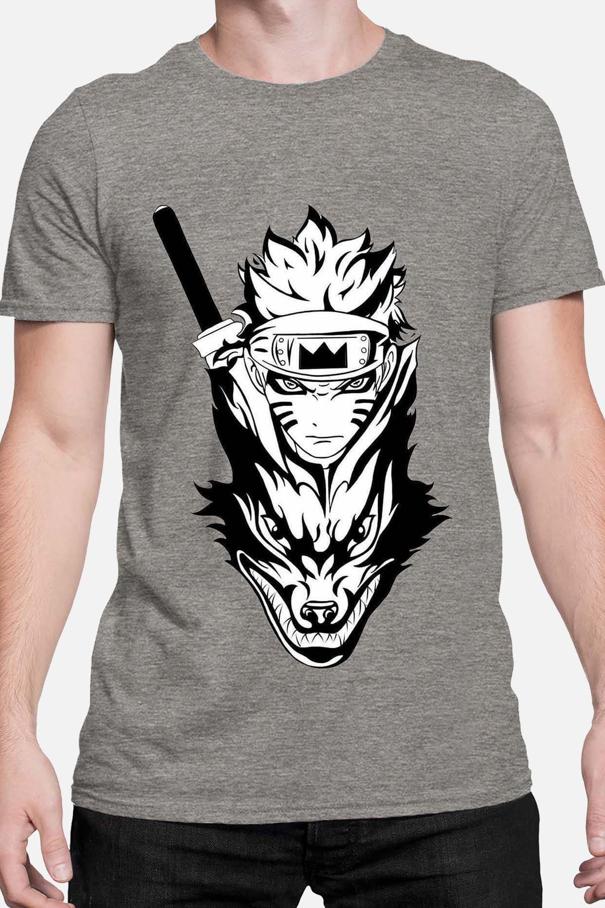 COULEUR:Gris|T-shirt Homme | renard naruto Gris