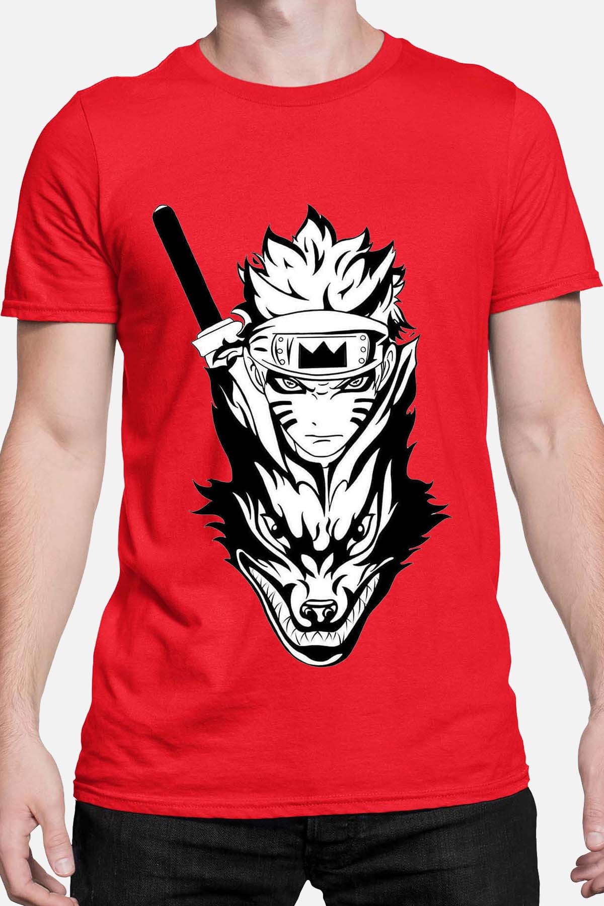 COULEUR:Rouge|T-shirt Homme | renard naruto Rouge