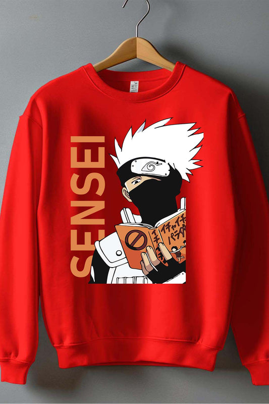 COULEUR:Rouge|Sweat Col Rond Homme | sensei naruto Rouge