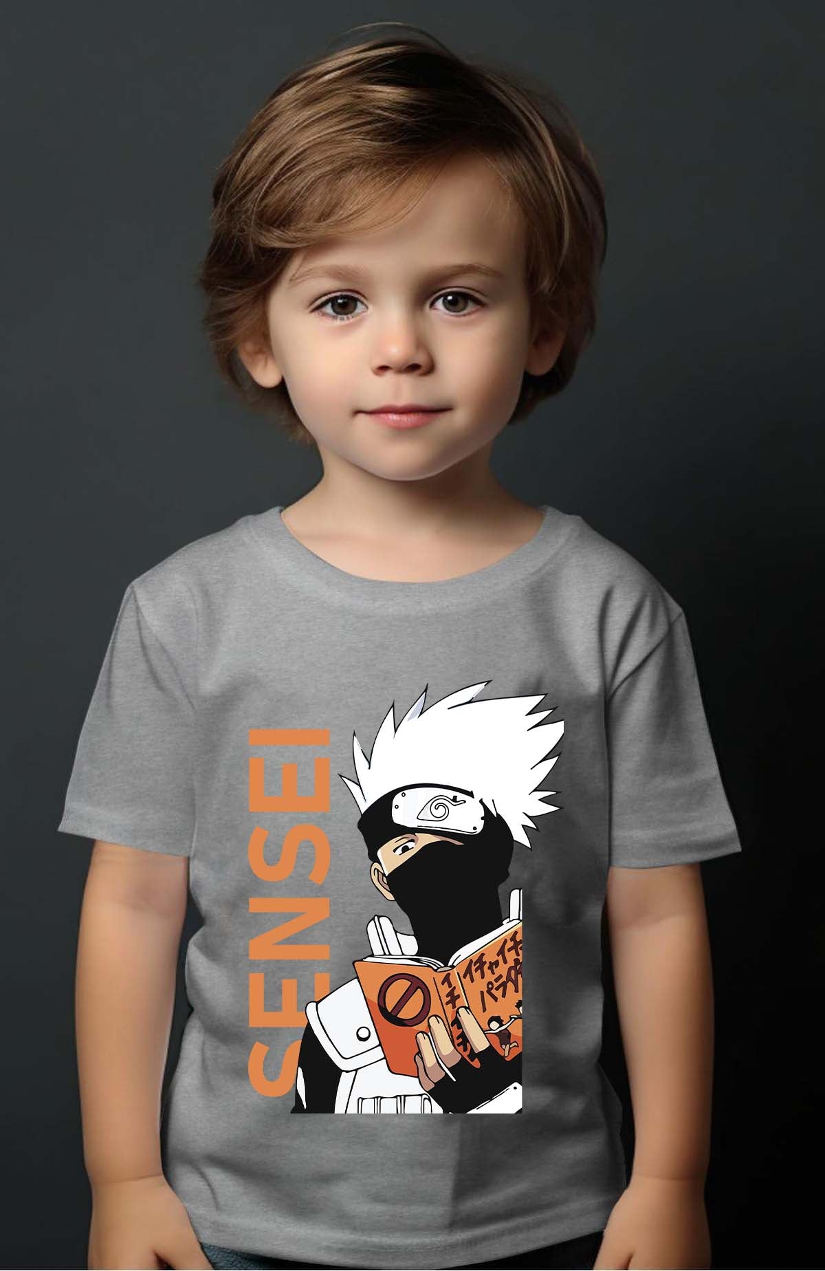 COULEUR:Gris|T-shirt Garçon | sensei naruto Gris