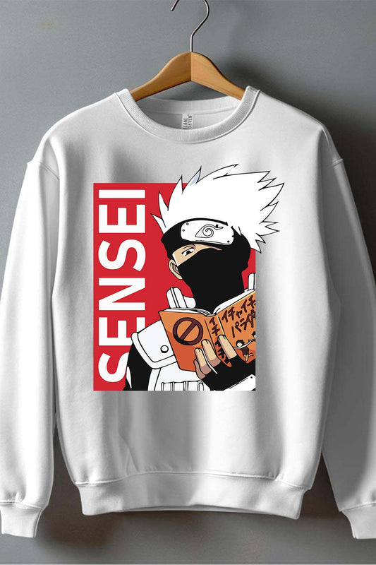 COULEUR:Blanc|Sweat Col Rond Homme | sensei naruto V2 Blanc