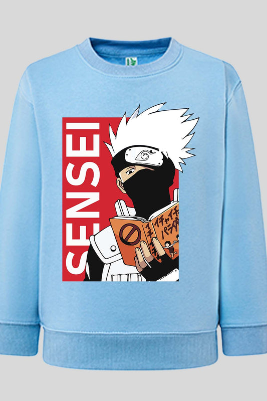COULEUR:Bleu Ciel|Sweat Col Rond Homme | sensei naruto V2 Bleu Ciel