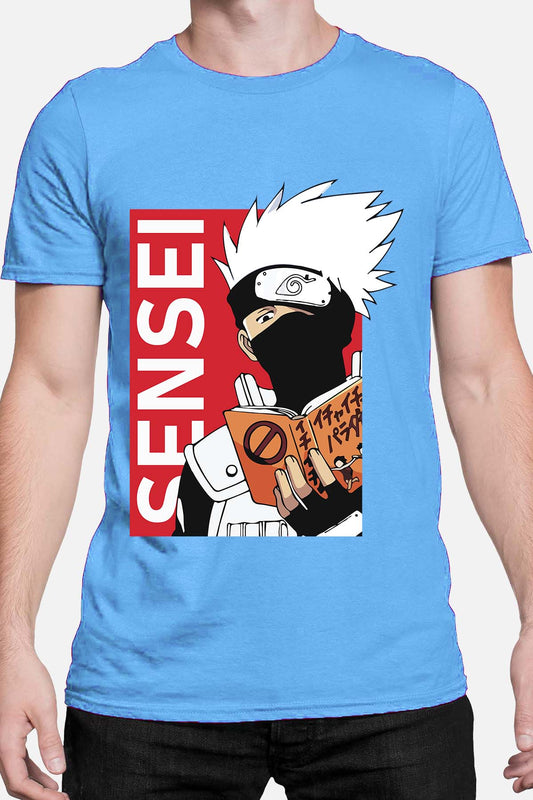COULEUR:Bleu Ciel|T-shirt Homme | sensei naruto V2 Bleu Ciel