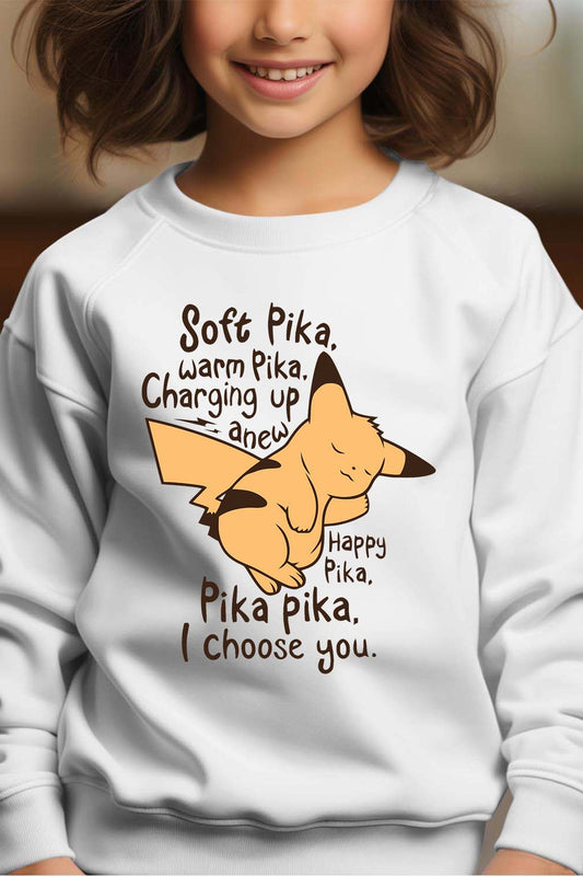 COULEUR:Blanc|Sweat Col Rond Fille | soft pika warm Blanc