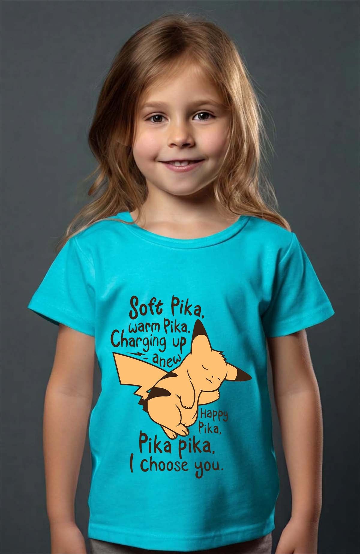 COULEUR:Turquoise|T-shirt Fille | soft pika warm Turquoise