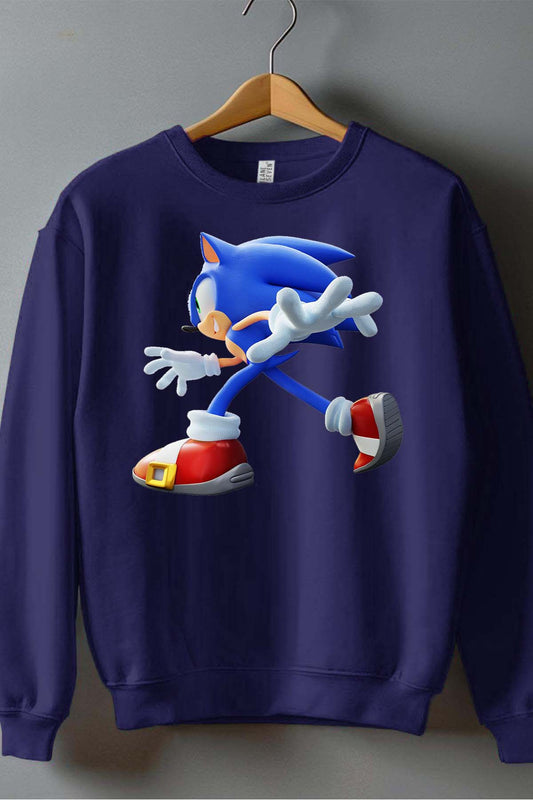 COULEUR:Marine|Sweat Col Rond Garçon | sonic Run Marine