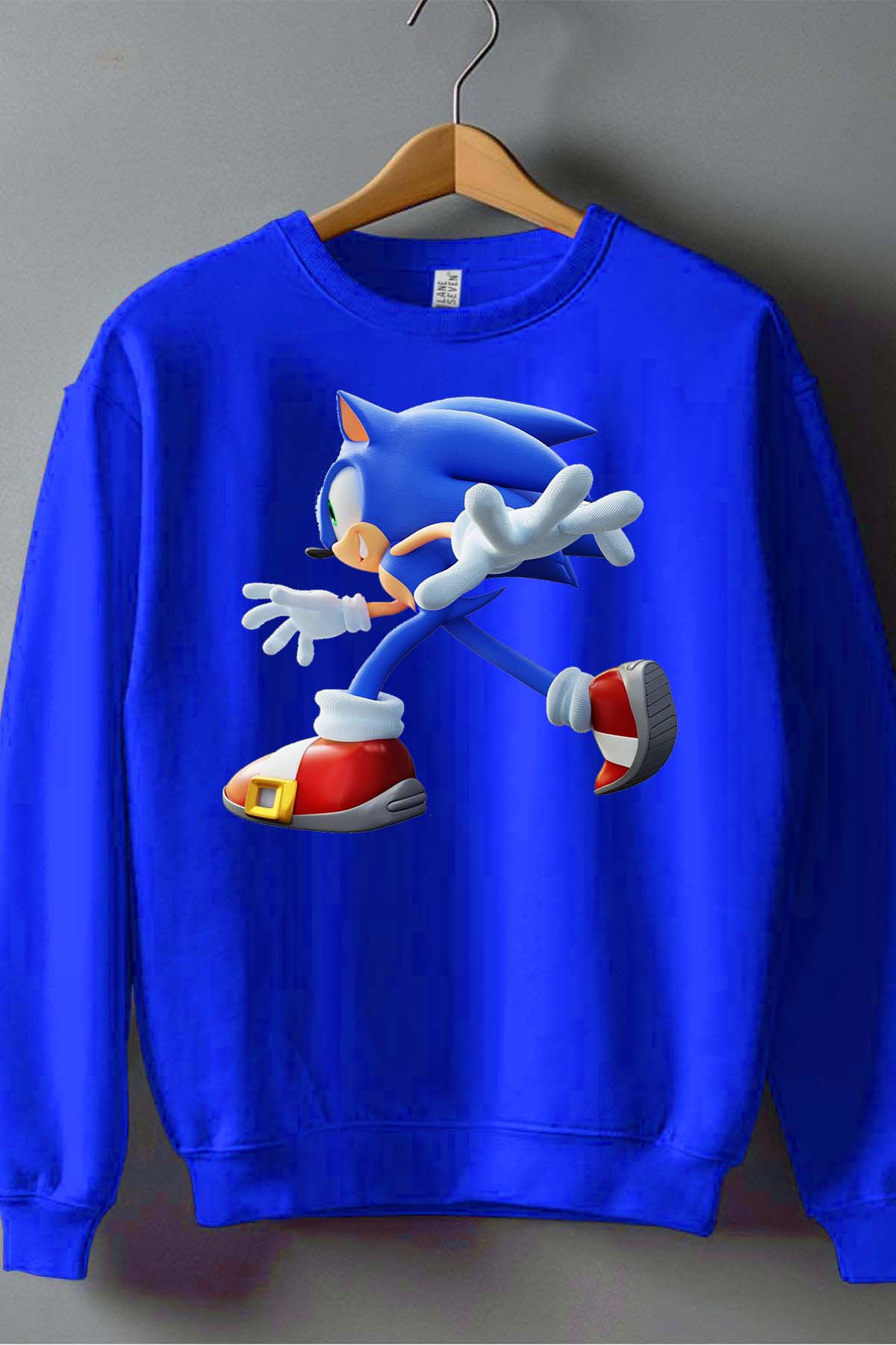 COULEUR:Bleu Roi|Sweat Col Rond Homme | sonic Run Bleu Roi
