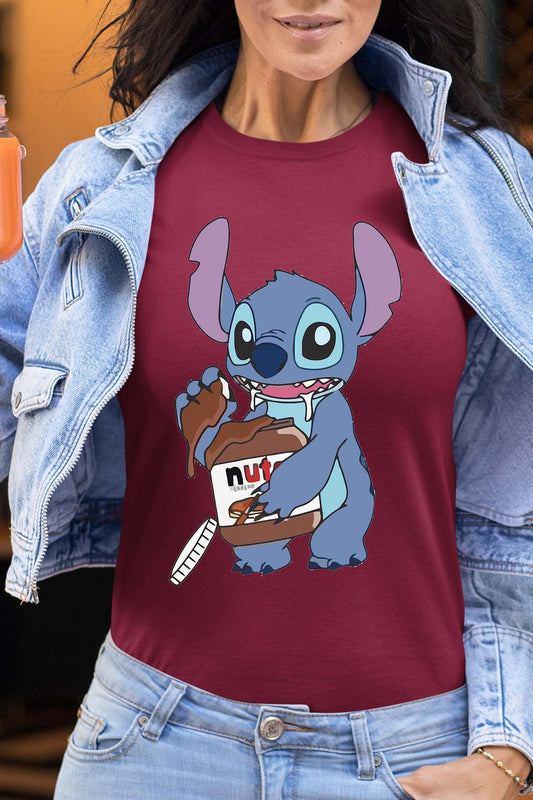 COULEUR:Bordeaux|T-shirt Femme | stich nutella Bordeaux