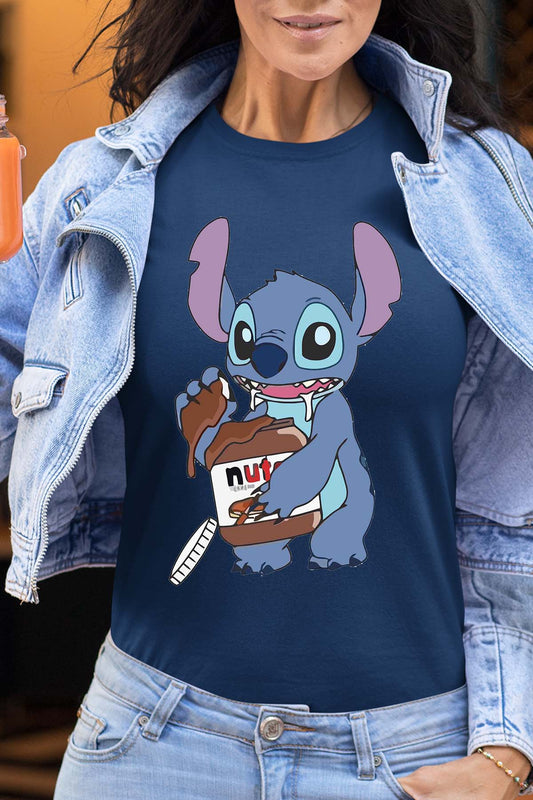 COULEUR:Marine|T-shirt Femme | stich nutella Marine
