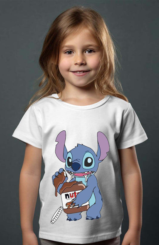 COULEUR:Blanc|T-shirt Fille | stich nutella Blanc
