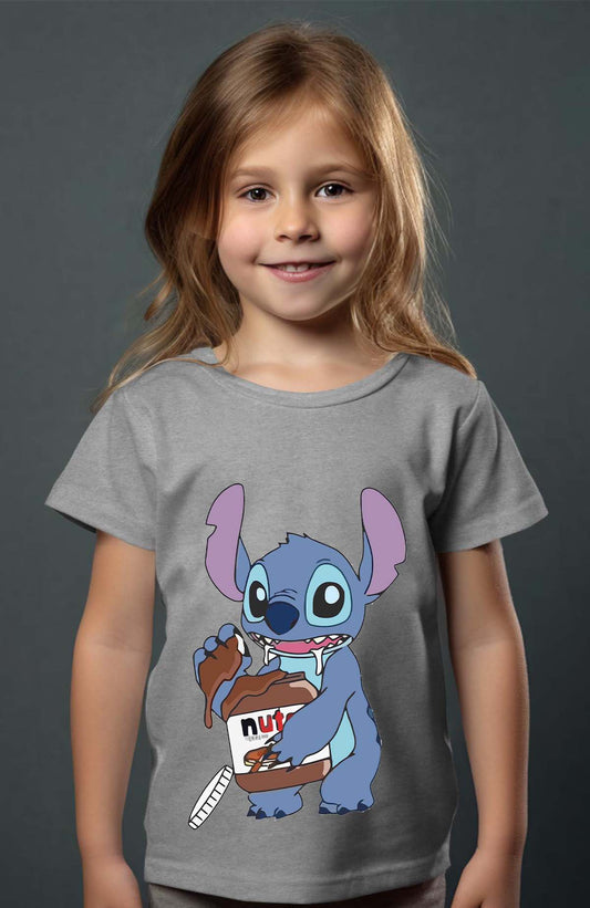 COULEUR:Gris|T-shirt Fille | stich nutella Gris