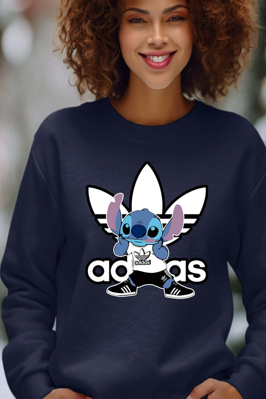 COULEUR:Marine|Sweat Col Rond Femme | stitch adi shoes Marine