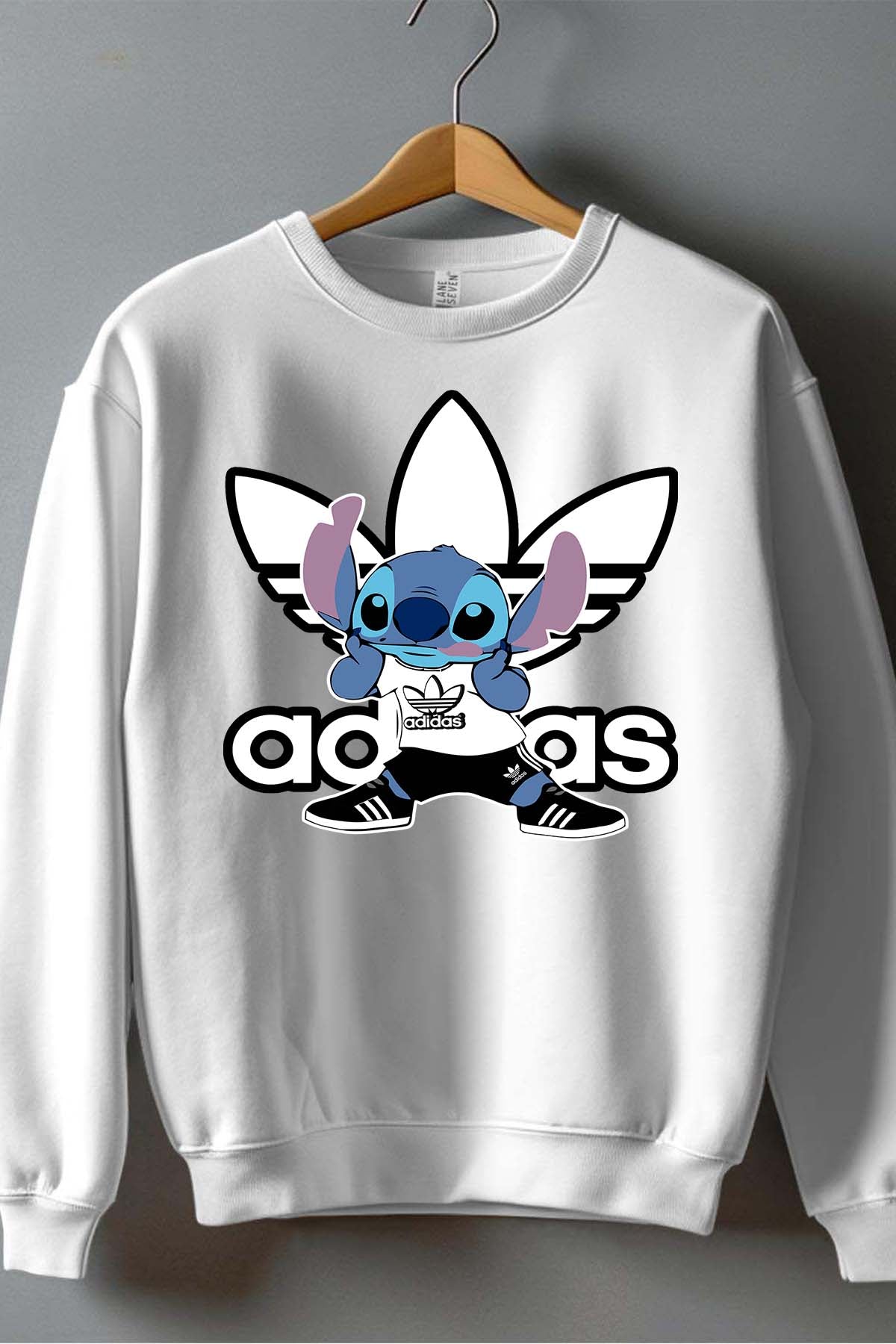 COULEUR:Blanc|Sweat Col Rond Homme | stitch adi shoes Blanc