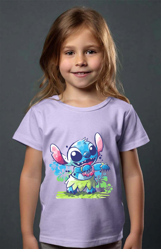 COULEUR:Violet|T-shirt Fille | stitch aloha hawaii Violet