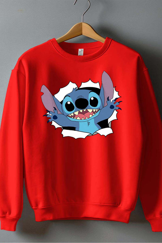 COULEUR:Rouge|Sweat Col Rond Garçon | stitch déchiré Rouge