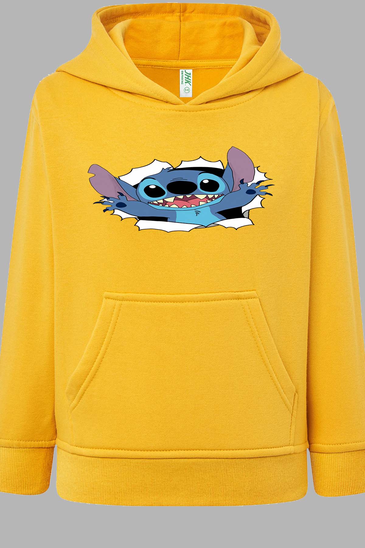 COULEUR:Jaune|Sweat Capuche Fille | stitch déchiré Jaune