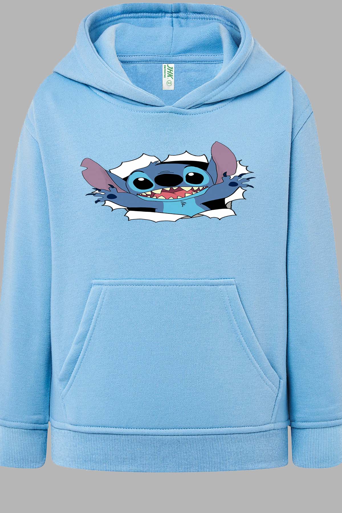 COULEUR:Bleu Ciel|Sweat Capuche Homme | stitch déchiré Bleu Ciel