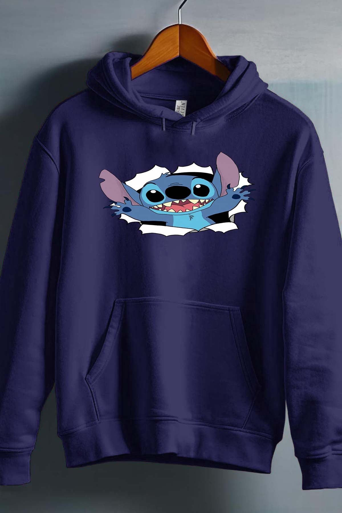 COULEUR:Marine|Sweat Capuche Homme | stitch déchiré Marine