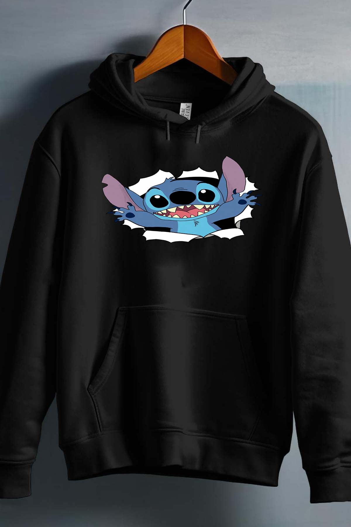 COULEUR:Noir|Sweat Capuche Homme | stitch déchiré Noir