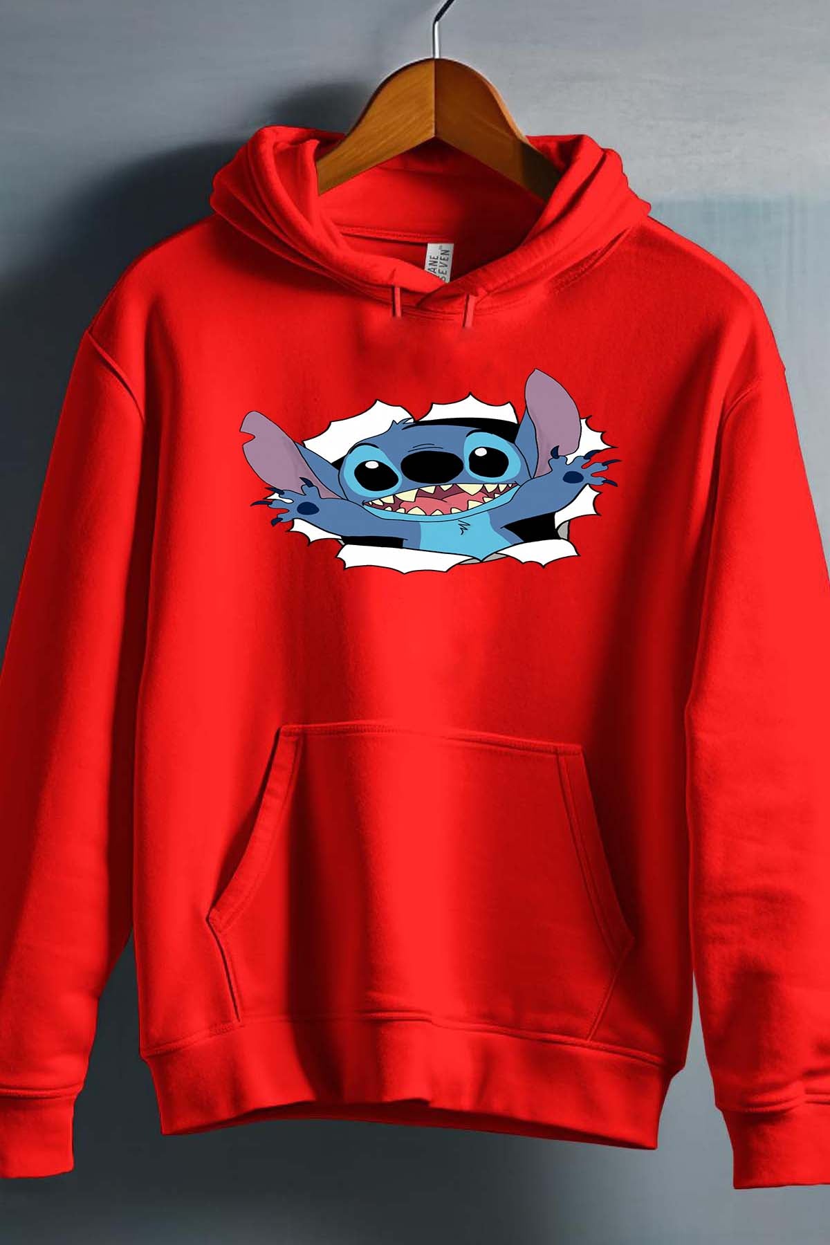 COULEUR:Rouge|Sweat Capuche Homme | stitch déchiré Rouge