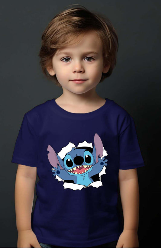 COULEUR:Marine|T-shirt Garçon | stitch déchiré Marine