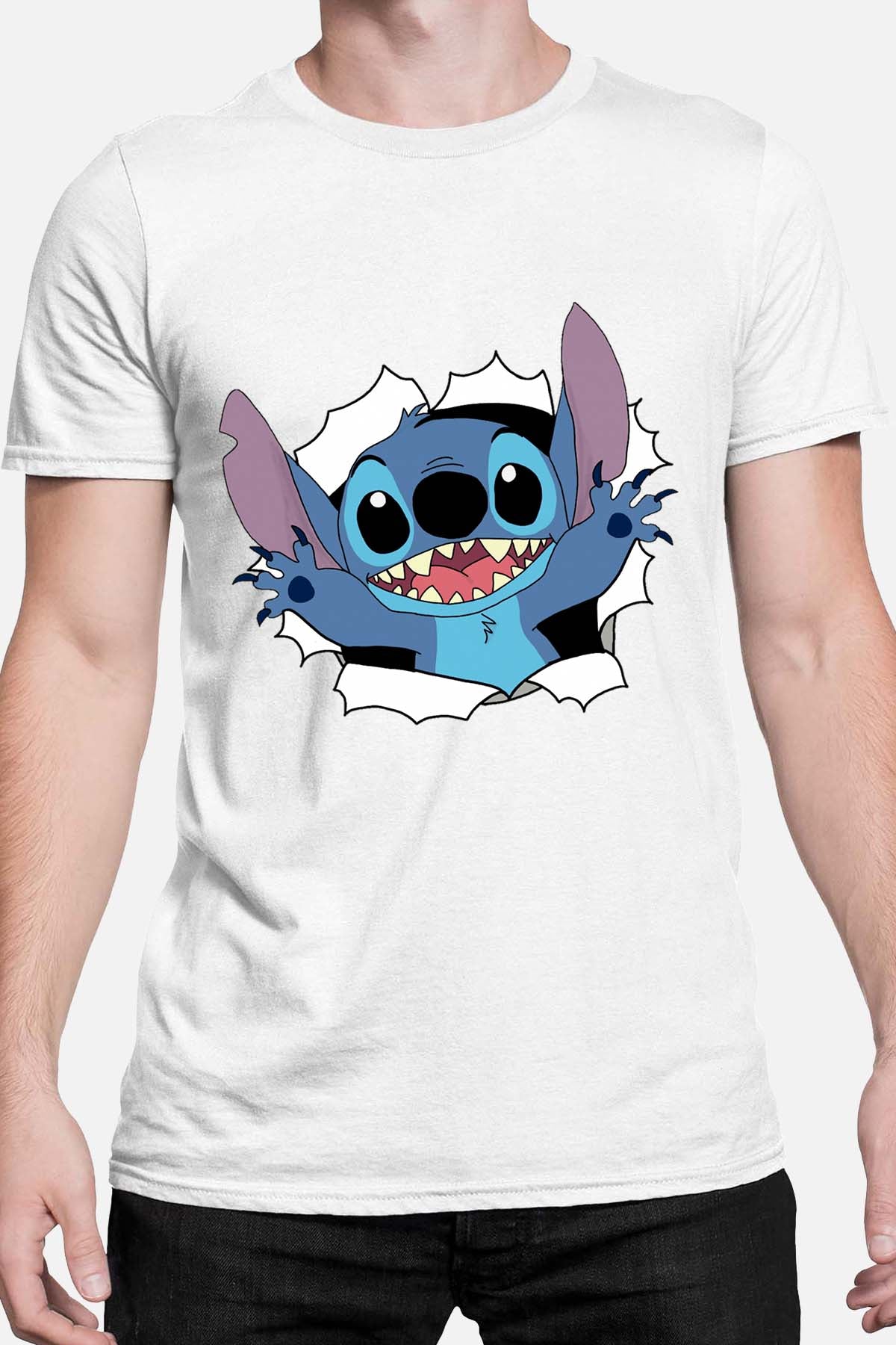 COULEUR:Blanc|T-shirt Homme | stitch déchiré Blanc