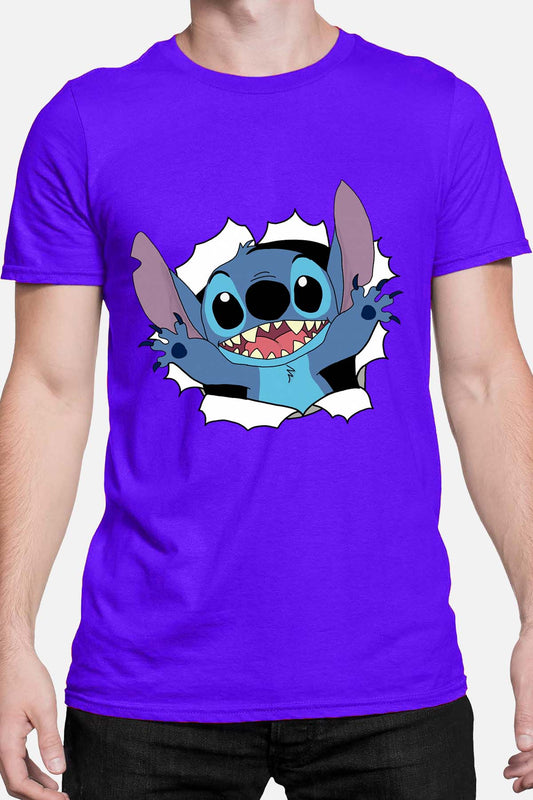 COULEUR:Bleu Roi|T-shirt Homme | stitch déchiré Bleu Roi