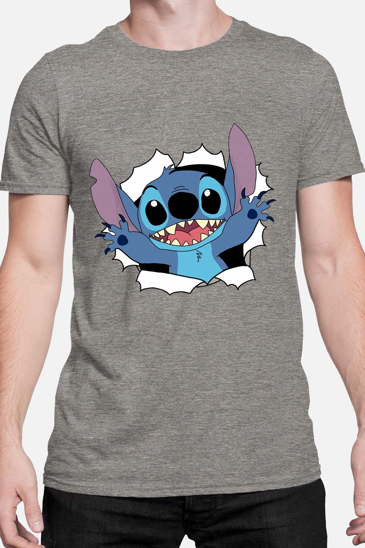 COULEUR:Gris|T-shirt Homme | stitch déchiré Gris