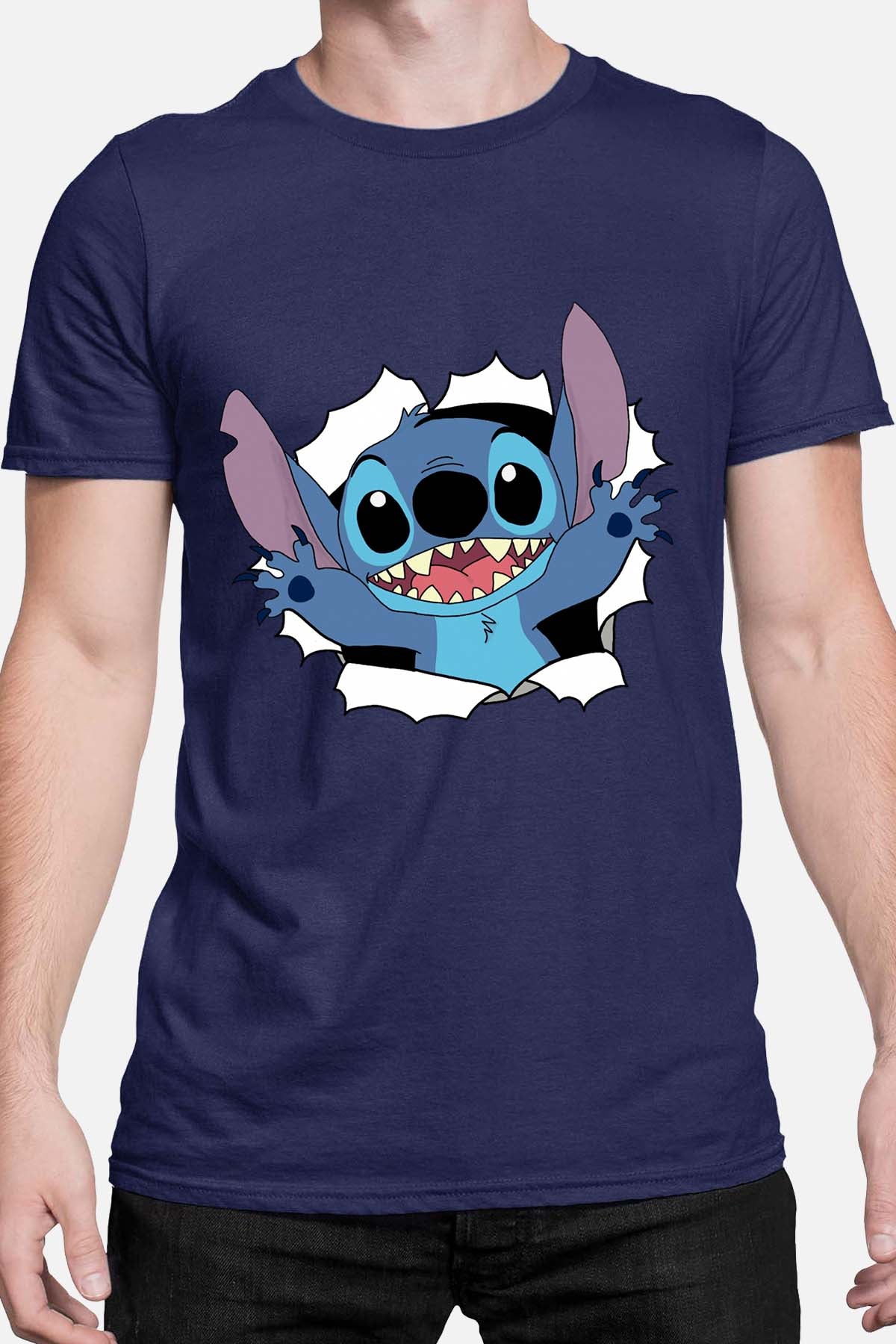 COULEUR:Marine|T-shirt Homme | stitch déchiré Marine