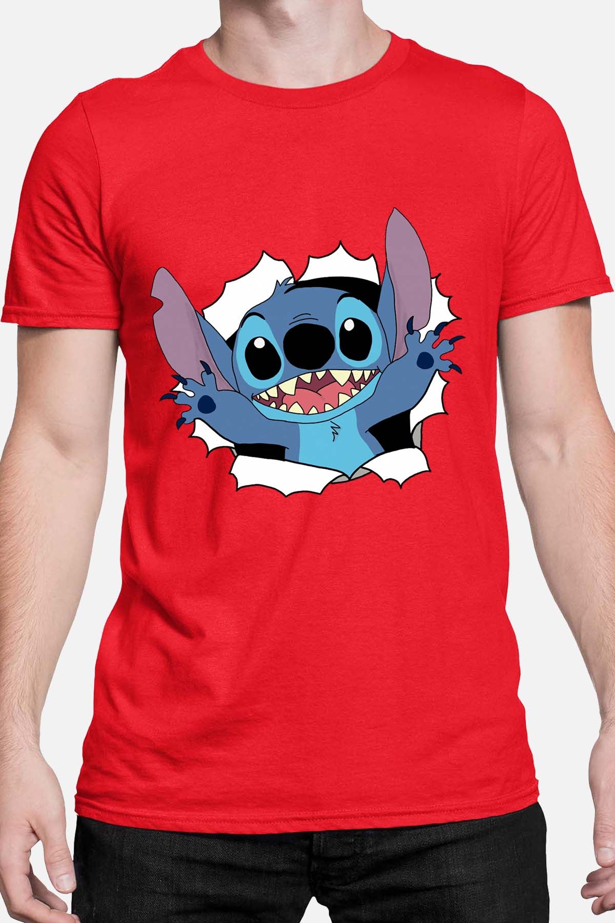 COULEUR:Rouge|T-shirt Homme | stitch déchiré Rouge