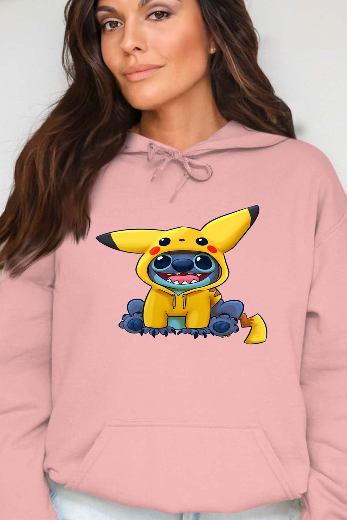 COULEUR:Rose|Sweat Capuche Femme | stitch déguisé pikatchu Rose