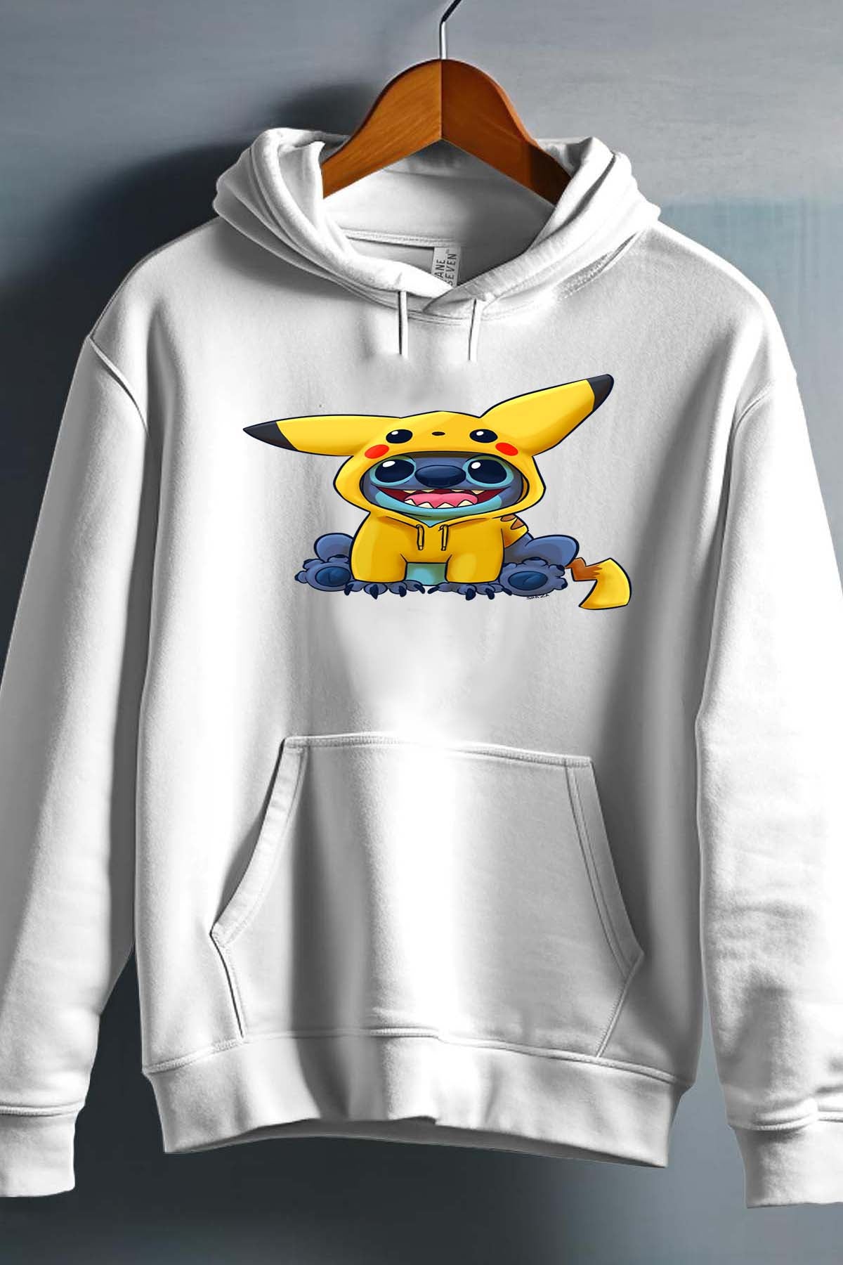 COULEUR:Blanc|Sweat Capuche Homme | stitch déguisé pikatchu Blanc