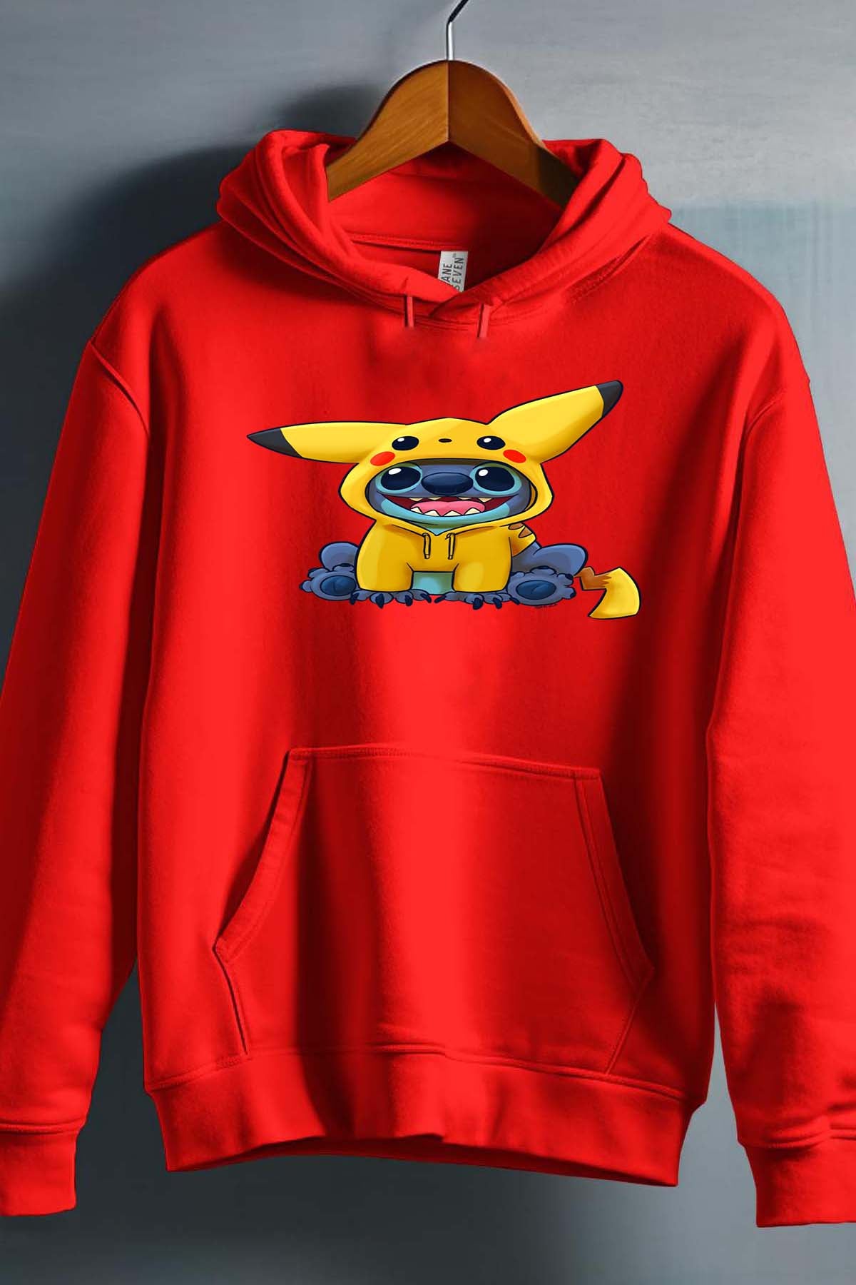 COULEUR:Rouge|Sweat Capuche Homme | stitch déguisé pikatchu Rouge