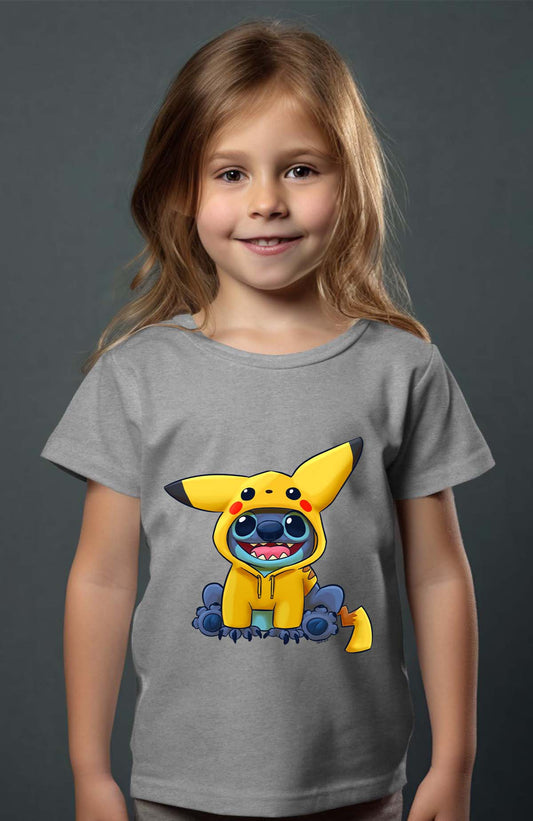 COULEUR:Gris|T-shirt Fille | stitch déguisé pikatchu Gris