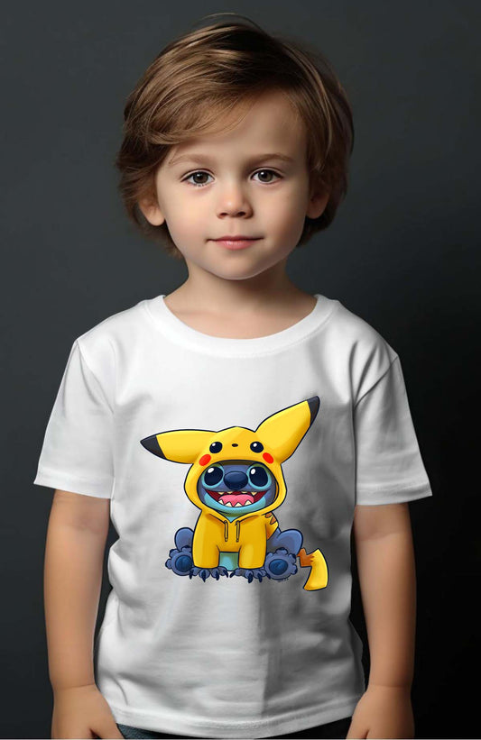 COULEUR:Blanc|T-shirt Garçon | stitch déguisé pikatchu Blanc