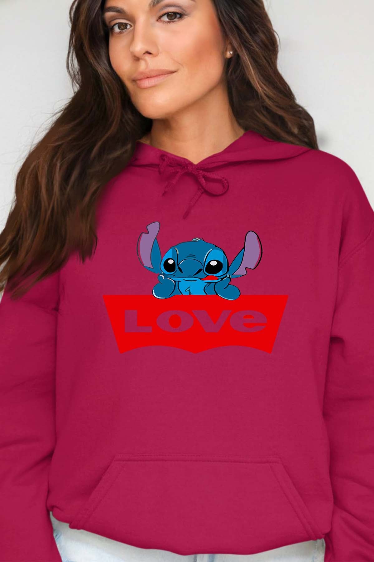 COULEUR:Bordeaux|Sweat Capuche Femme | stitch love Bordeaux