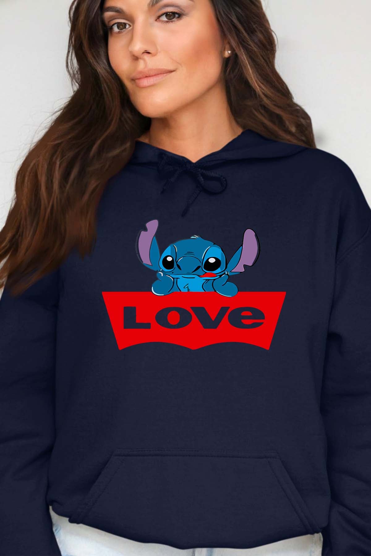 COULEUR:Marine|Sweat Capuche Femme | stitch love Marine