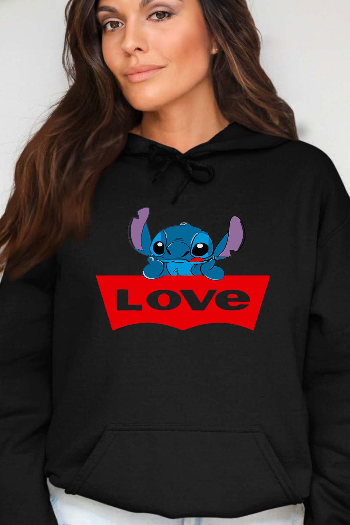 COULEUR:Noir|Sweat Capuche Femme | stitch love Noir