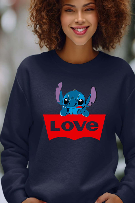 COULEUR:Marine|Sweat Col Rond Femme | stitch love Marine
