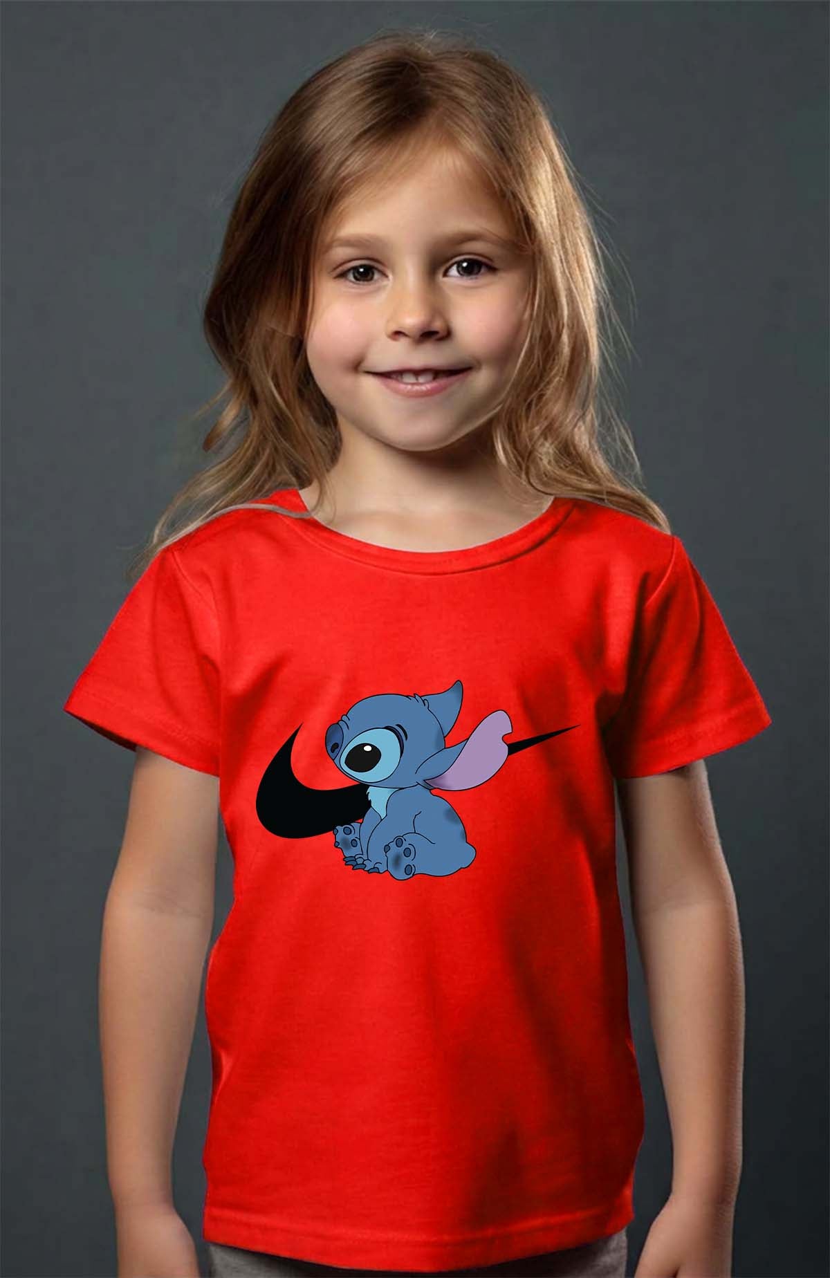 COULEUR:Rouge|T-shirt Fille | stitch nike Rouge