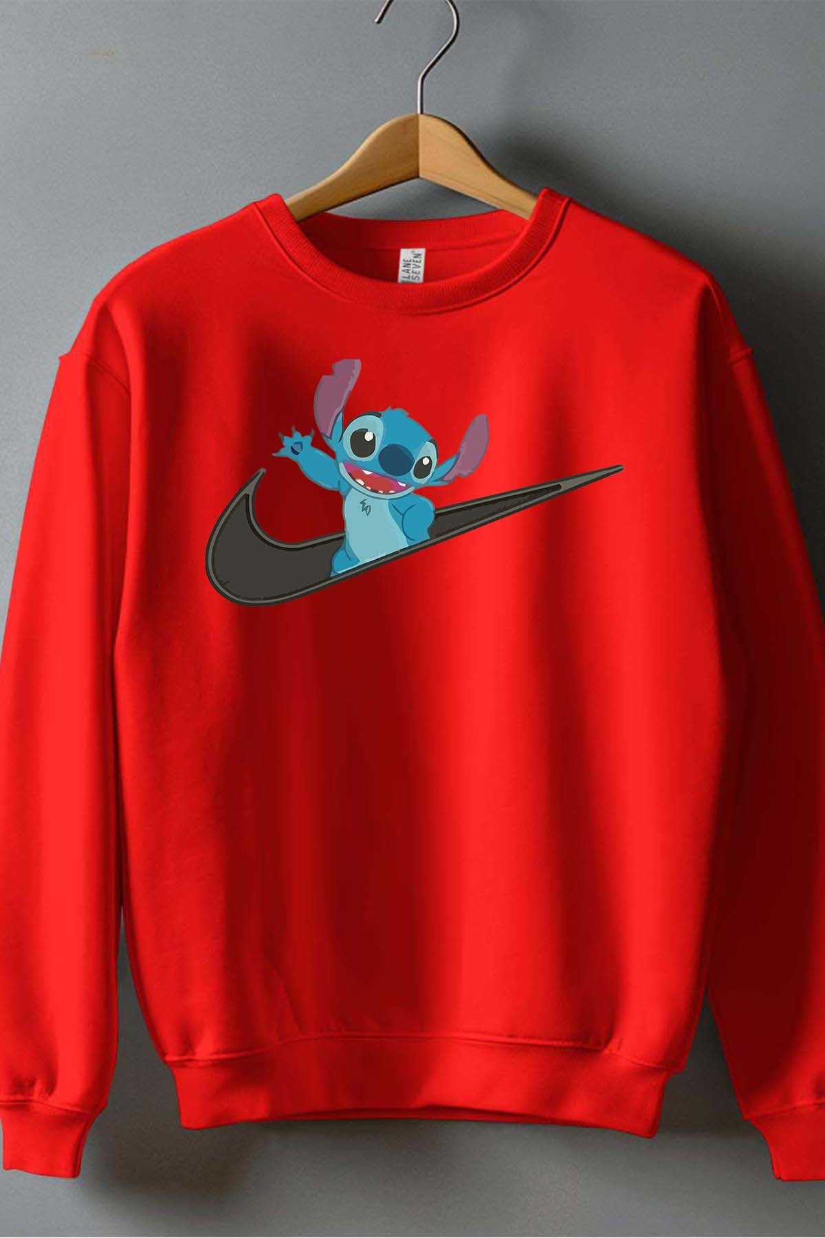 COULEUR:Rouge|Sweat Col Rond Garçon | stitch virgule nike Rouge