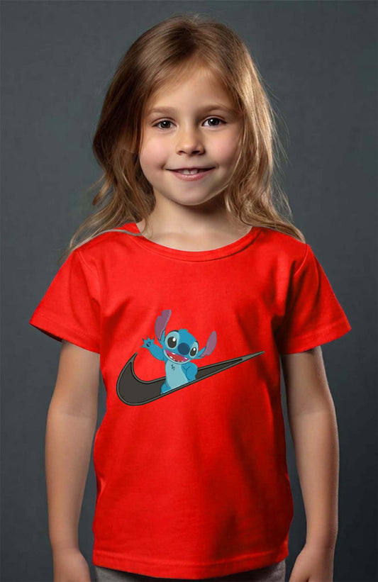 COULEUR:Rouge|T-shirt Fille | stitch virgule nike Rouge