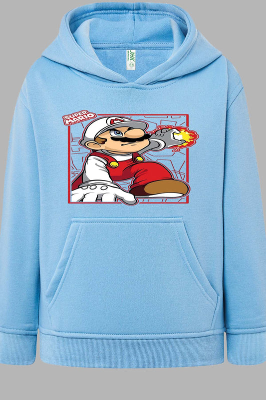 COULEUR:Bleu Ciel|Sweat Capuche Garçon | super mario feu Bleu Ciel