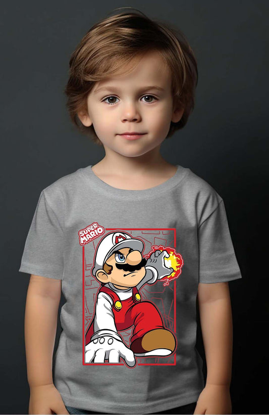 COULEUR:Gris|T-shirt Garçon | super mario feu Gris