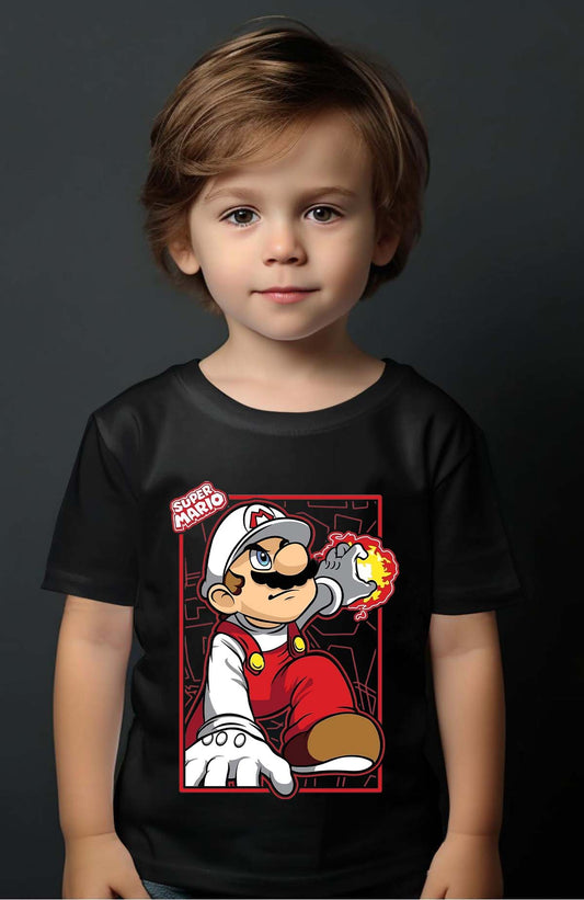 COULEUR:Noir|T-shirt Garçon | super mario feu Noir