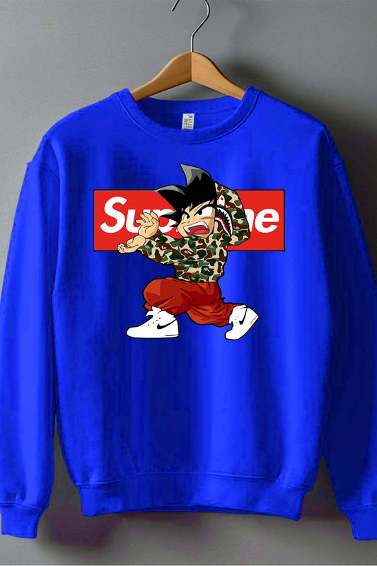 COULEUR:Bleu Roi|Sweat Col Rond Garçon | supreme dbz Bleu Roi