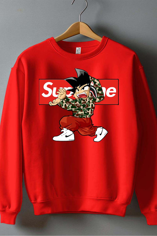 COULEUR:Rouge|Sweat Col Rond Garçon | supreme dbz Rouge