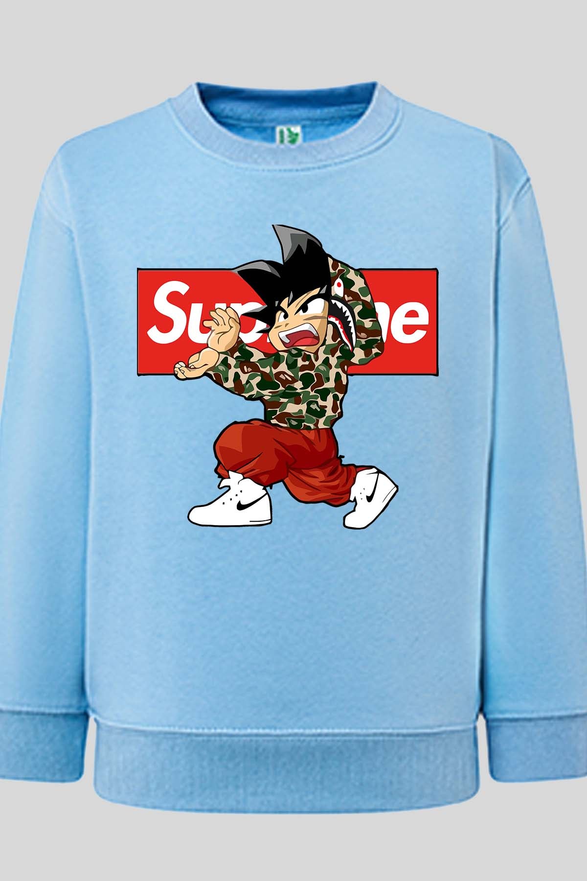 COULEUR:Bleu Ciel|Sweat Col Rond Homme | supreme dbz Bleu Ciel