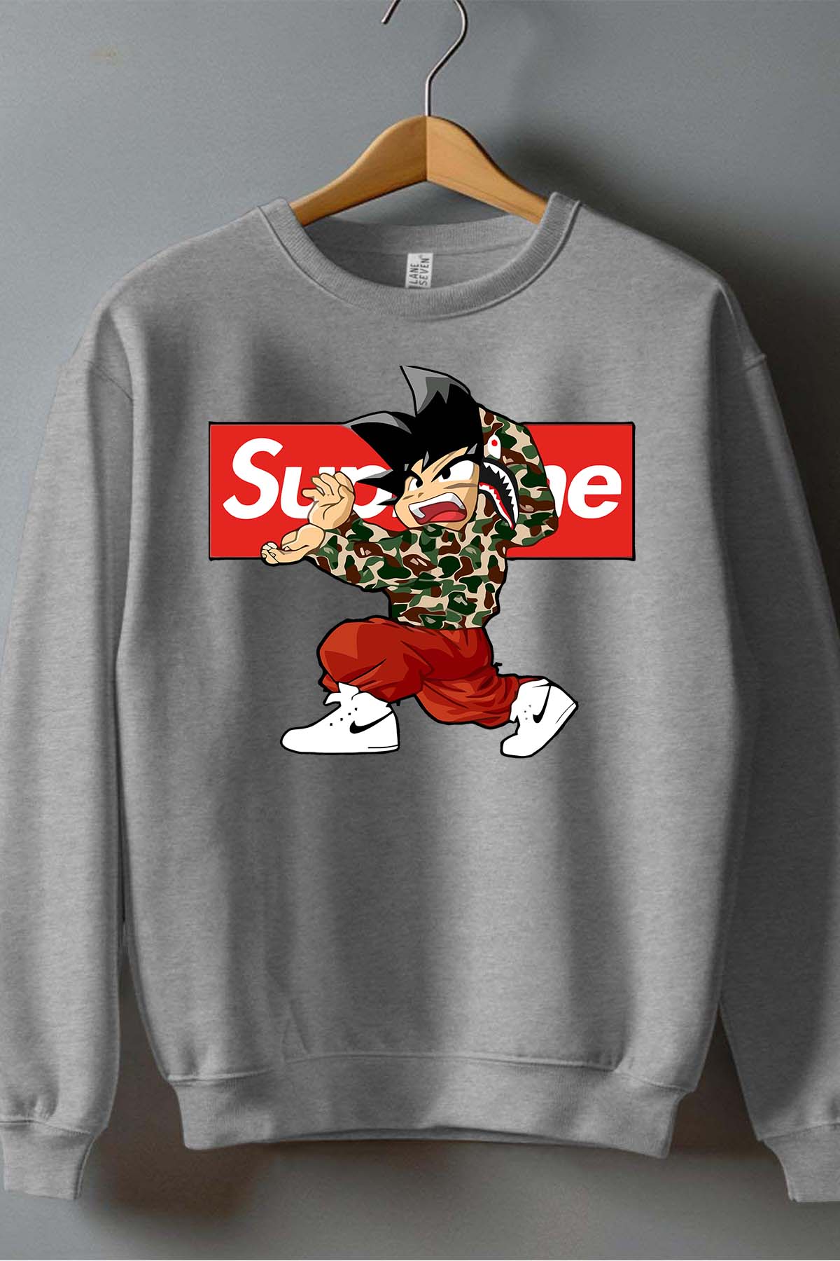COULEUR:Gris|Sweat Col Rond Homme | supreme dbz Gris