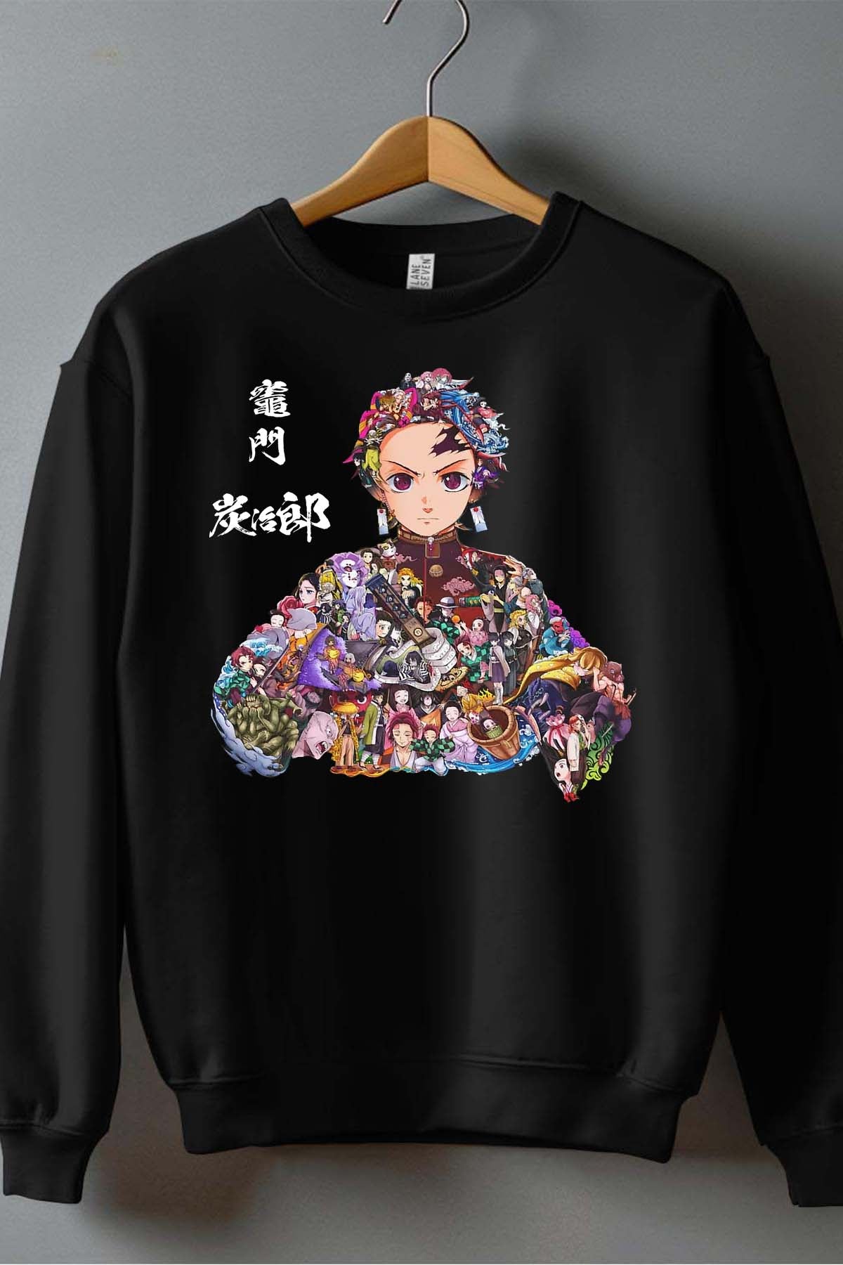 COULEUR:Noir|Sweat Col Rond Garçon | tanjiro Multi Incrustation Noir
